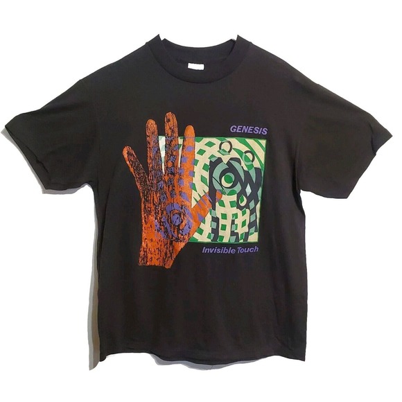 Vintage GENESIS T Shirt 1987 Invisible Touch tour concert 50/50 Size Large - Picture 1 of 10